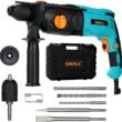 SHALL 1 Inch SDS Plus Heavy Duty Rotary Hammer Drill, 7.5 Amp Demolition Hammer, One Knob 4 Functions with Speed Adjustment, Flat Chisel, Point Chisel and 3 Drill Bits Included, 0-1150 RPM - 1