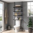 ALLZONE Bathroom Organizer, Over The Toilet Storage, 4-Tier Adjustable Shelves for Small Room, Saver Space, 92 to 116 Inch Tall, Black - 1