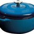 Lodge 6 Quart Enameled Cast Iron Dutch Oven with Lid – Dual Handles – Oven Safe up to 500° F or on Stovetop - Use to Marinate, Cook, Bake, Refrigerate and Serve – Blue - 1