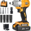 Adedad Cordless Impact Wrench 1/2 inch, 20V Brushless Impact Gun with Battery and Charger, High Torque 240 ft-lbs 3000 RPM Impact Wrench with 1-Hour Fast Charger, Led Light - 1