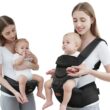 Baby Carrier with Hip Seat, Baby Carrier Newborn to Toddler, 6-in-1 Ways to Carry, All Seasons, Adjustable Baby Holder Carrier for Breastfeeding (Black） - 1