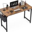 40 Inch Small Computer Desk - Home Office Writing Desk for Small Spaces, Sturdy Simple Study Table with Storage Bag Headphone Hook,Rustic Brown - 1