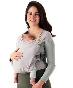 Boba Bliss Hybrid Baby Carrier Newborn to Toddler - 2-in-1 Baby Wrap & Carrier - No-Tie - Certified Hip-Healthy - Soft & Stretchy Baby Sling - 7-35 lbs (Grey) - 1