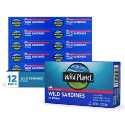 Wild Planet Wild Sardines in Water, No Salt Added, Tinned Fish, Non-GMO, Sustainable 4.4 Ounce , (Pack of 12) - 1