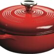 Lodge 3 Quart Enameled Cast Iron Dutch Oven with Lid – Dual Handles – Oven Safe up to 500° F or on Stovetop - Use to Marinate, Cook, Bake, Refrigerate and Serve – Island Spice Red - 1