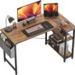 CubiCubi 40 Inch Small L Shaped Computer Desk with Storage Shelves Home Office Corner Desk Study Writing Table, Deep Brown - 1