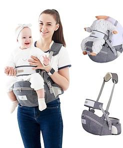 Baby Hip Seat Carrier Baby Waist Stool for Child Infant Toddler with Adjustable Strap Buckle Pocket Soft Inner Huge Storage (Dark Grey) - 1