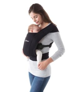 Ergobaby Embrace Cozy Newborn Baby Wrap Carrier (7-25 Pounds), Ponte Knit, Pure Black - 1
