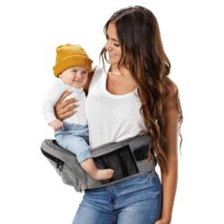 Tushbaby - Safety-Certified Hip Seat Baby Carrier - Mom’s Choice Award Winner, Seen on Shark Tank, Ergonomic Carrier & Extenders for Newborns & Toddlers (Carrier, Grey) - 1