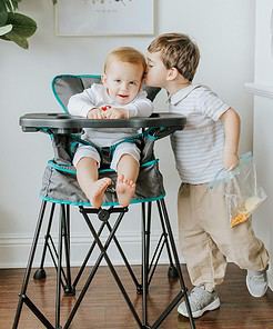 Baby Delight Go with Me Uplift Deluxe Portable High Chair | Indoor and Outdoor | Teal and Grey - 1
