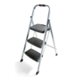 Rubbermaid RM-3W 3-Step Steel Step Ladder with Hand Grip, 200 lb Capacity, Silver
