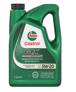 Castrol GTX High Mileage 5W-20 Synthetic Blend Motor Oil, 5 Quarts