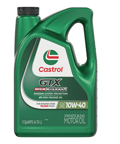 Castrol GTX High Mileage 10W-40 Synthetic Blend Motor Oil, 5 Quarts