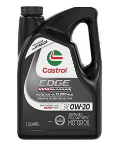 Castrol EDGE High Mileage 0W-20 Advanced Full Synthetic Motor Oil, 5 Quarts