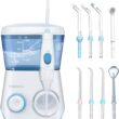 TUREWELL Water Flossing Oral Irrigator, 600ML Dental Cleaner 10 Adjustable Pressure, Electric Oral Flosser for Teeth/Braces, 8 Water Jet Tips for Family (White) - 1