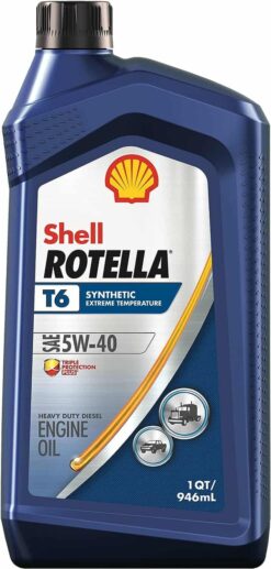 Shell Rotella T6 Full Synthetic 5W-40 Diesel Engine Oil (1-Quart, Case of 6) - 1