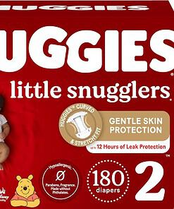 Huggies Size 2 Diapers, Little Snugglers Baby Diapers, Size 2 (12-18 lbs), 180 Count