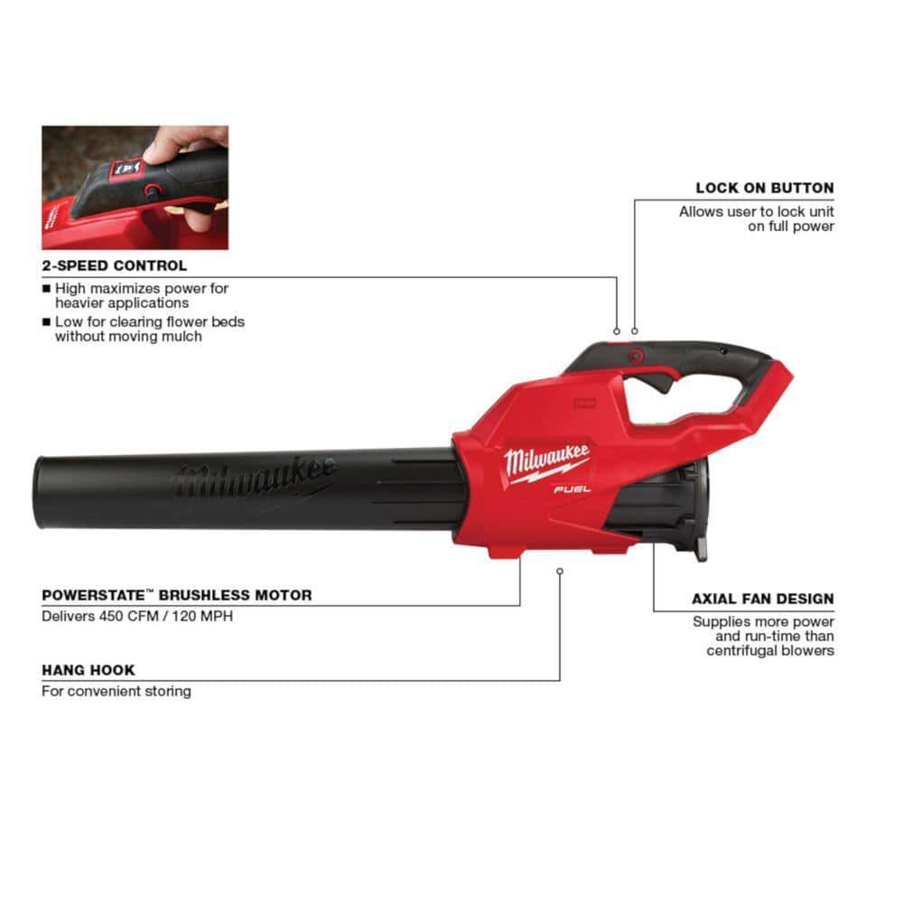 milwaukee-cordless-leaf-blowers-2724-20-a0_1200.jpg Milwaukee 2724-20 M18 FUEL 120 MPH 450 CFM 18-Volt Lithium-Ion Brushless Cordless Handheld Blower (Tool-Only)