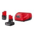 Milwaukee M12 12-Volt Lithium-Ion High Output 5.0 Ah and 2.5 Ah Battery Packs and Charger Starter Kit