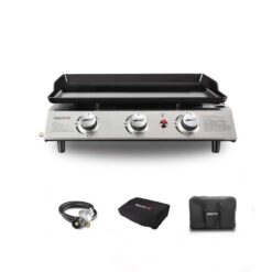 Royal Gourmet PD1300C 3-Burner 26,400-BTU Portable Gas Grill Griddle, Regulator, Cover and Carry Bag Included, Outdoor Camping, Tailgating