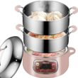 Bear Electric Food Steamer,Stainless Steel Digital Steamer, 3 tier 8L Large Capacity Vegetable Steamer, Auto Shut-off & Anti-dry Protection, DZG-A80A2,1200W - 1
