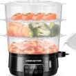KEENSTAR 13.7QT Electric Food Steamer for Cooking, Vegetable Steamer with 3 Tiers BPA-Free Baskets, 800W Fast Cooking