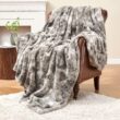 Krifey Oversized Minky Blanket, Super Soft Fluffy Luxury Throw Blanket Comfy Faux Fur Bed Throw Marbled Gray 60