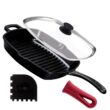 Cuisinel Cast Iron Square Grill Pan + Glass Lid - 10.5