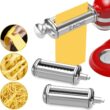 Pasta Maker Attachment Set for All KitchenAid Stand Mixer Included Pasta Sheet Roller, Spaghetti Cutter and Fettuccine Cutter, Stainless Steel Pasta Roller Accessories with 8-Speed Adjustable, 3 Piece - 1