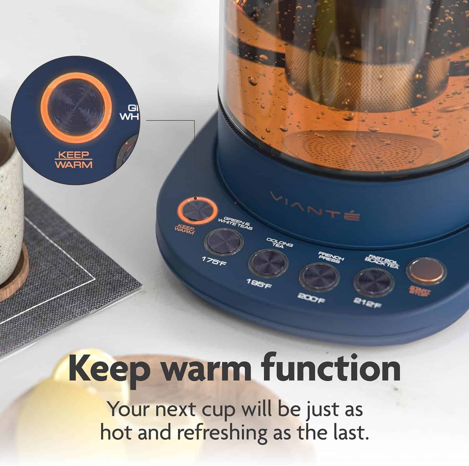 Vianté Hot Tea Maker Electric Glass Kettle 1.5 Liters Capacity