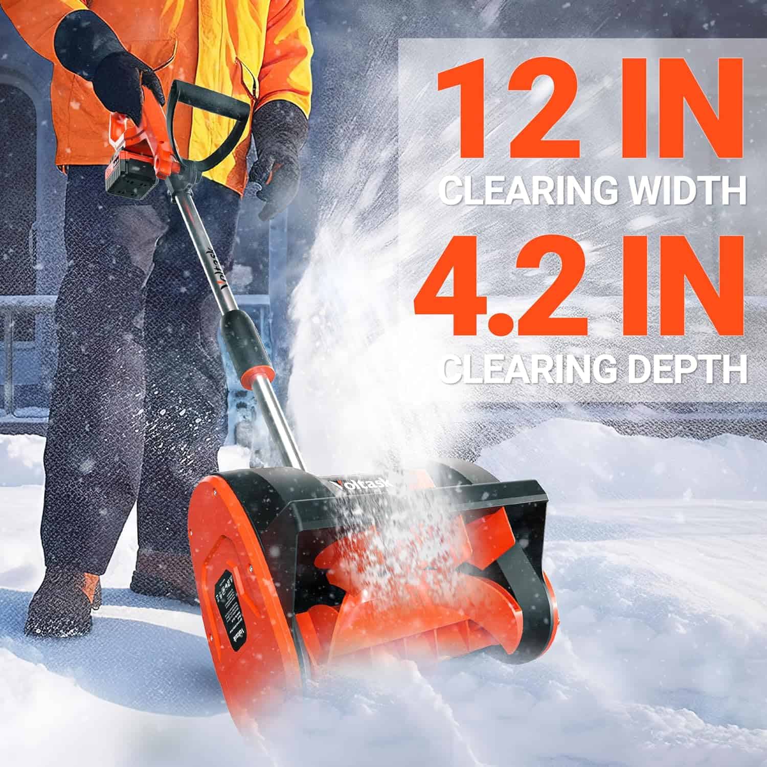 VOLTASK Cordless Snow Shovel, 20V 12Inch Cordless Snow Blower, SS