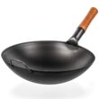 YOSUKATA Carbon Steel Wok Pan - 14 “ Woks and Stir Fry Pans - Black Steel Wok