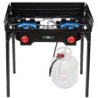 Hike Crew Cast Iron Double-Burner Outdoor Gas Stove | 150,000 BTU Portable Propane Cooktop w/Blue Flame Control
