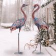 Kircust Garden Crane Statues Patina Heron Decoy, Standing Metal Crane Sculptures Bird Yard Art for Outdoor Decor, Set of 2 - 1