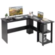 Costway L-Shaped Computer Desk - Corner Desk for Small Spaces, Home Office Writing Desk with 2-Tier Open Shelf