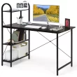 Costway 48'' Reversible Computer Desk Writing Table Workstation w/ Storage Shelf BlackBrown - brown