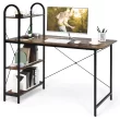 Costway 48'' Reversible Computer Desk Writing Table Workstation w/ Storage Shelf Black\Brown - rustic brown
