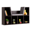 Costway 6 Cubby Kid Storage Cabinet Cushioned Bookcase Multi-Purpose Reading Shelf Brown