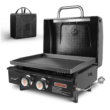 QuliMetal Table Top Grill Portable Griddle with Hood Non-Stick Flat Top Grill Griddle Propane Grill