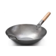 Craft Wok Flat Hand Hammered Carbon Steel Pow Wok with Wooden and Steel Helper Handle