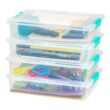 IRIS USA 6 Quart Large Clip Box, 4 Pack, Clear Plastic Storage Container Bins with Latching Lids