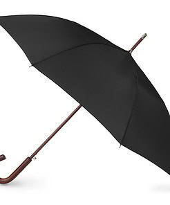 Totes Eco Auto Open Umbrella Classic Wooden J Stick Handle with Easy Grip
