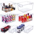 Set of 8 Clear Plastic Storage Bins, 4 Large and 4 Small Stackable Storage Containers
