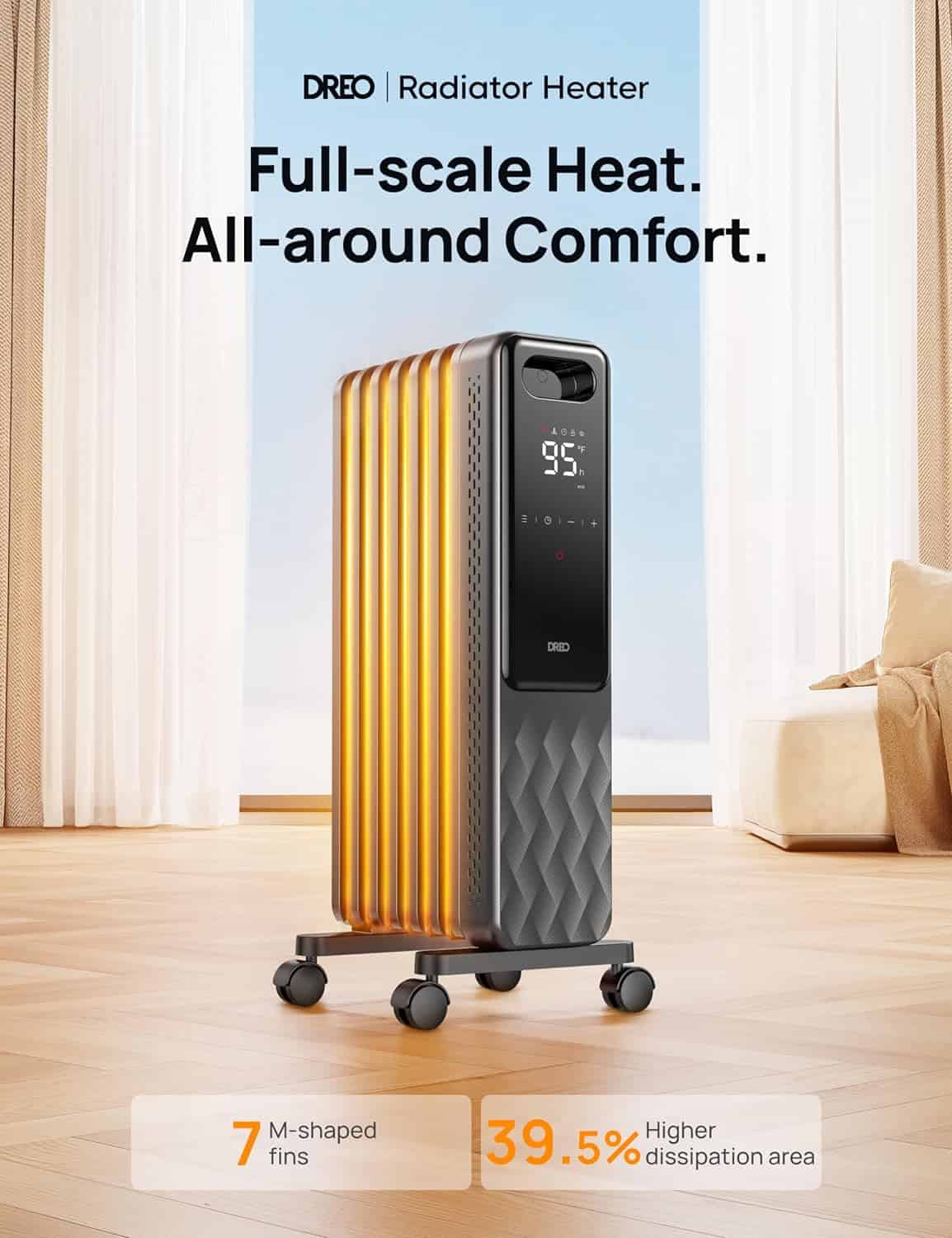 Thermostat Best Indoor Space Heater For Large Room Dreo Oil Filled