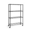 Fencer Wire Black 4-Tier Metal Garage Storage Shelving Unit with Leveling Feet and Wheels (36 in. W x 14 in. D x 56 in. H)