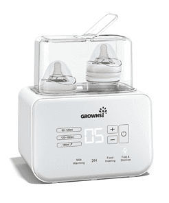 Grownsy Baby Bottle Warmer, 8-in-1 Fast Milk Warmer with Timer Breastmilk or Formula, Fits 2 Bottles