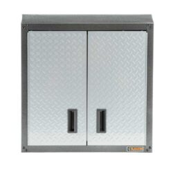 Gladiator GAWG28FDYG Steel 1-Shelf Wall Mounted Garage Cabinet in Silver Tread (28 in W x 28 in H x 12 in D)