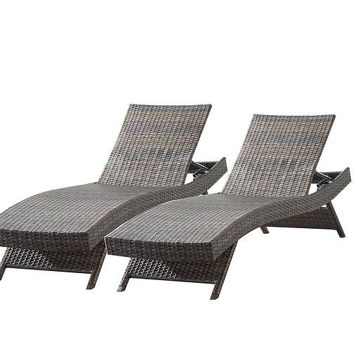 EDYO LIVING BestHomeChoice Set of 2 Wicker Brown Wicker Frame Stationary Chaise Lounge Chair with Woven Seat