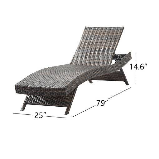 EDYO LIVING BestHomeChoice Set of 2 Wicker Brown Wicker Frame Stationary Chaise Lounge Chair with Woven Seat