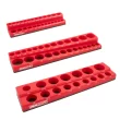 OEM Non-marring Rubberized Base, Plastic Storage Tray 3 Piece Magnetic Socket Tray Set- Red, Sae